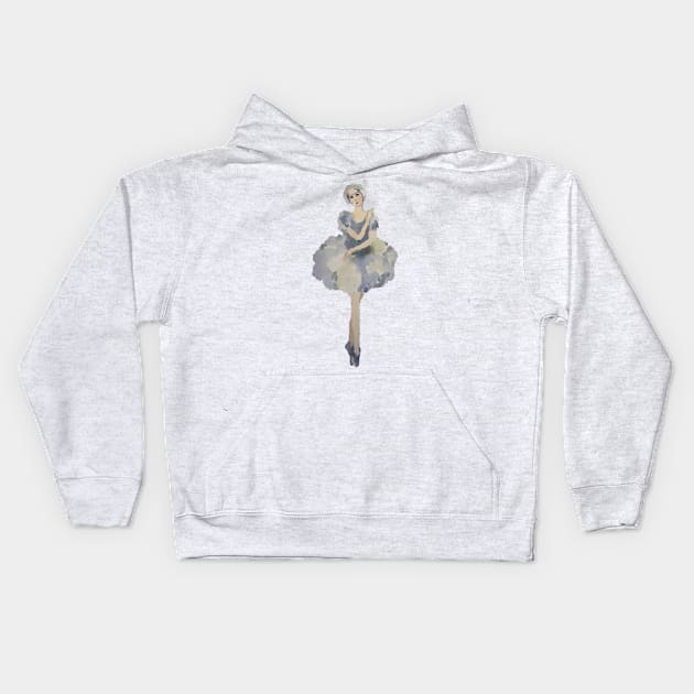 Ballerina watercolor Kids Hoodie by Kuhtina